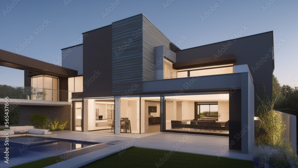 modern house in the suburbs, mansion, luxurious, in the middle of the environment, Generative AI modern house in the suburbs, mansion, luxurious, in the middle of the environment, Generative AI
