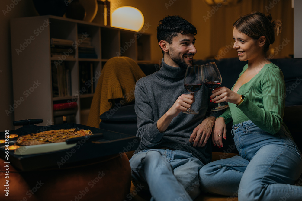 Young couple celebrating love on Valentine's day Young couple celebrating love on Valentine's day