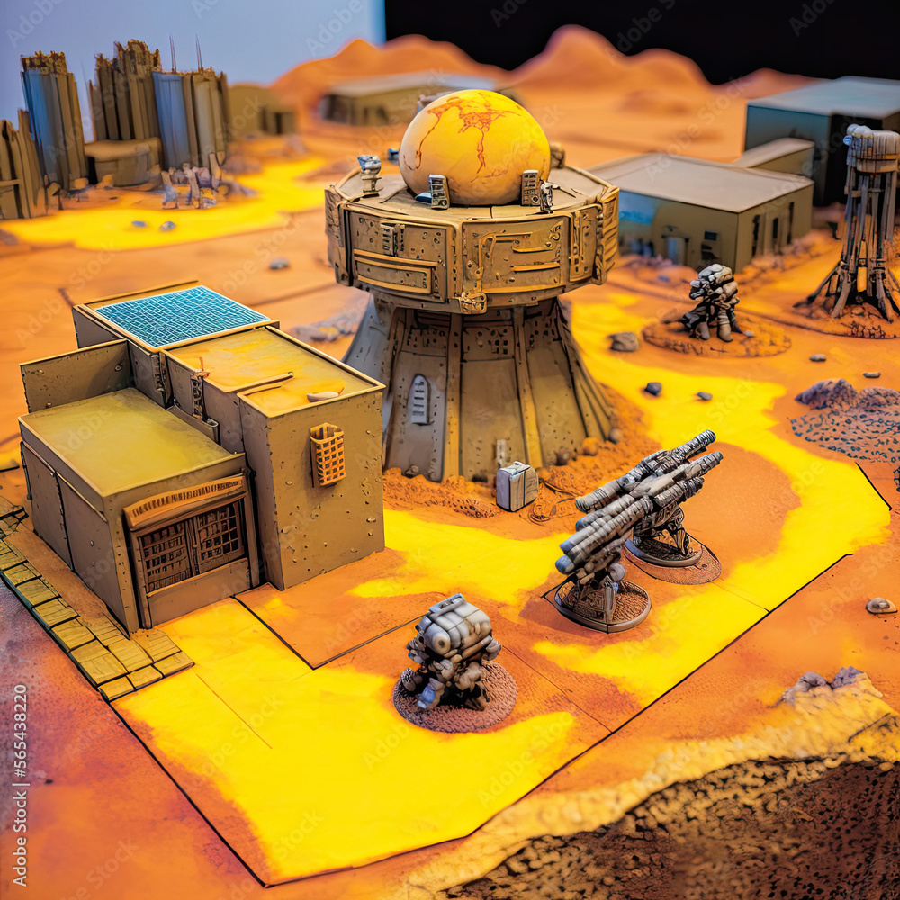 Miniature tabletop wargaming and terrain generative AI Stock