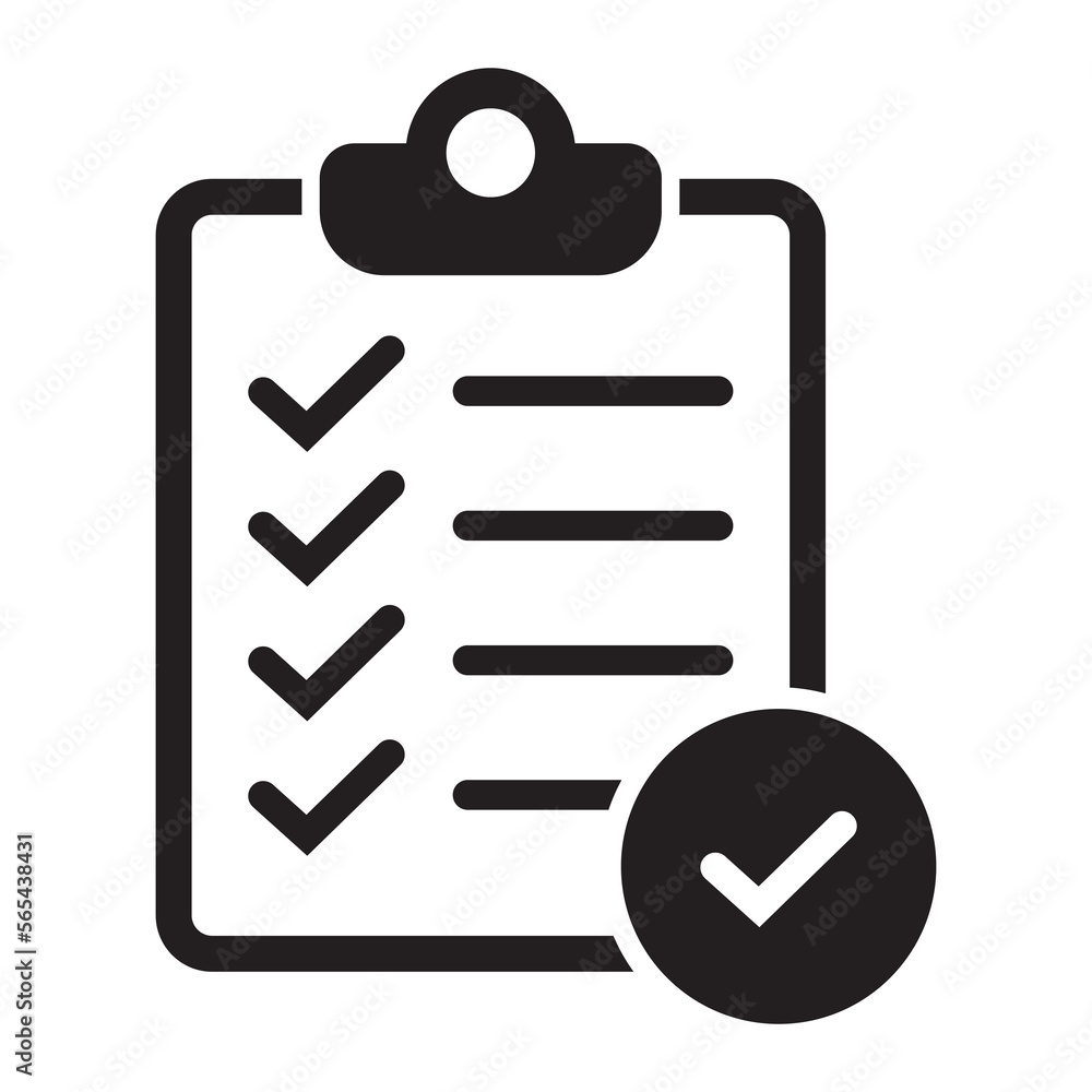 Clipboard with mark icon in flat style isolated on background. Checklist sign symbol for web site and app design. Clipboard with mark icon in flat style isolated on background. Checklist sign symbol for web site and app design.