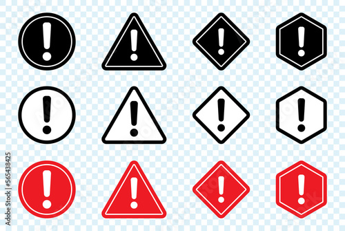 Danger sign flat design. Caution error icon with exclamation mark.