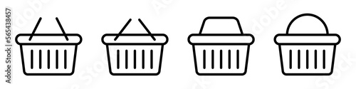Shopping basket icon - vector illustration. Line style icon, expanded stroke.