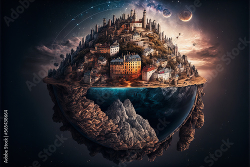 A stylish depiction of the world - half flat, half spherical - perfect for any project requiring a thought-provoking, alternative interpretation or perspective.