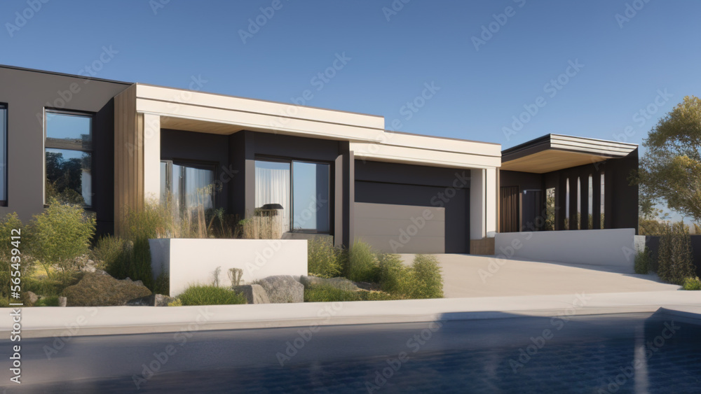 modern house in the suburbs, mansion, luxurious, in the middle of the environment, Generative AI modern house in the suburbs, mansion, luxurious, in the middle of the environment, Generative AI