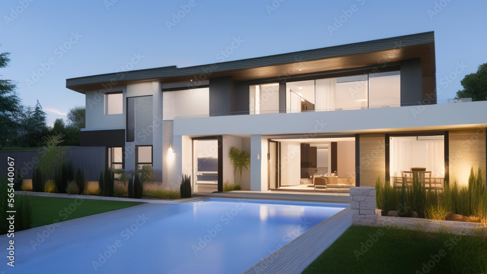 modern house in the suburbs, mansion, luxurious, in the middle of the environment, Generative AI modern house in the suburbs, mansion, luxurious, in the middle of the environment, Generative AI