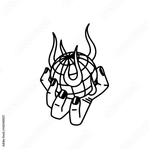 vector illustration of a hand holding a globe