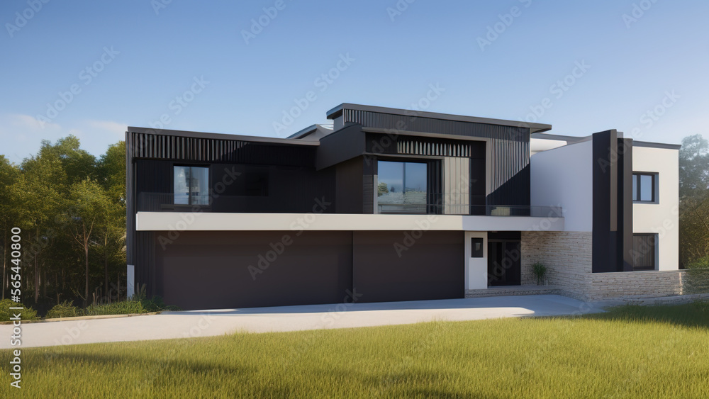 modern house in the suburbs, mansion, luxurious, in the middle of the environment, Generative AI modern house in the suburbs, mansion, luxurious, in the middle of the environment, Generative AI