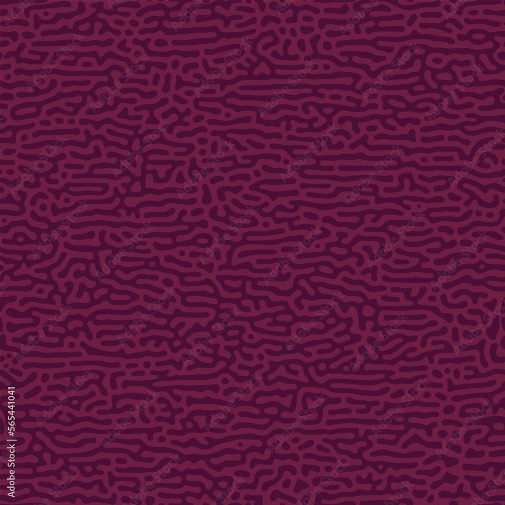 Turing Abstract Seamless Trippy Pattern, Organic Texture, Reaction Diffusion, Tyrian Purple Dark Red Background