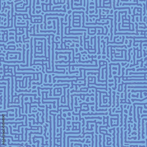 Turing Abstract Seamless Trippy Pattern, Organic Texture, Reaction Diffusion, Cerulean Blue Background