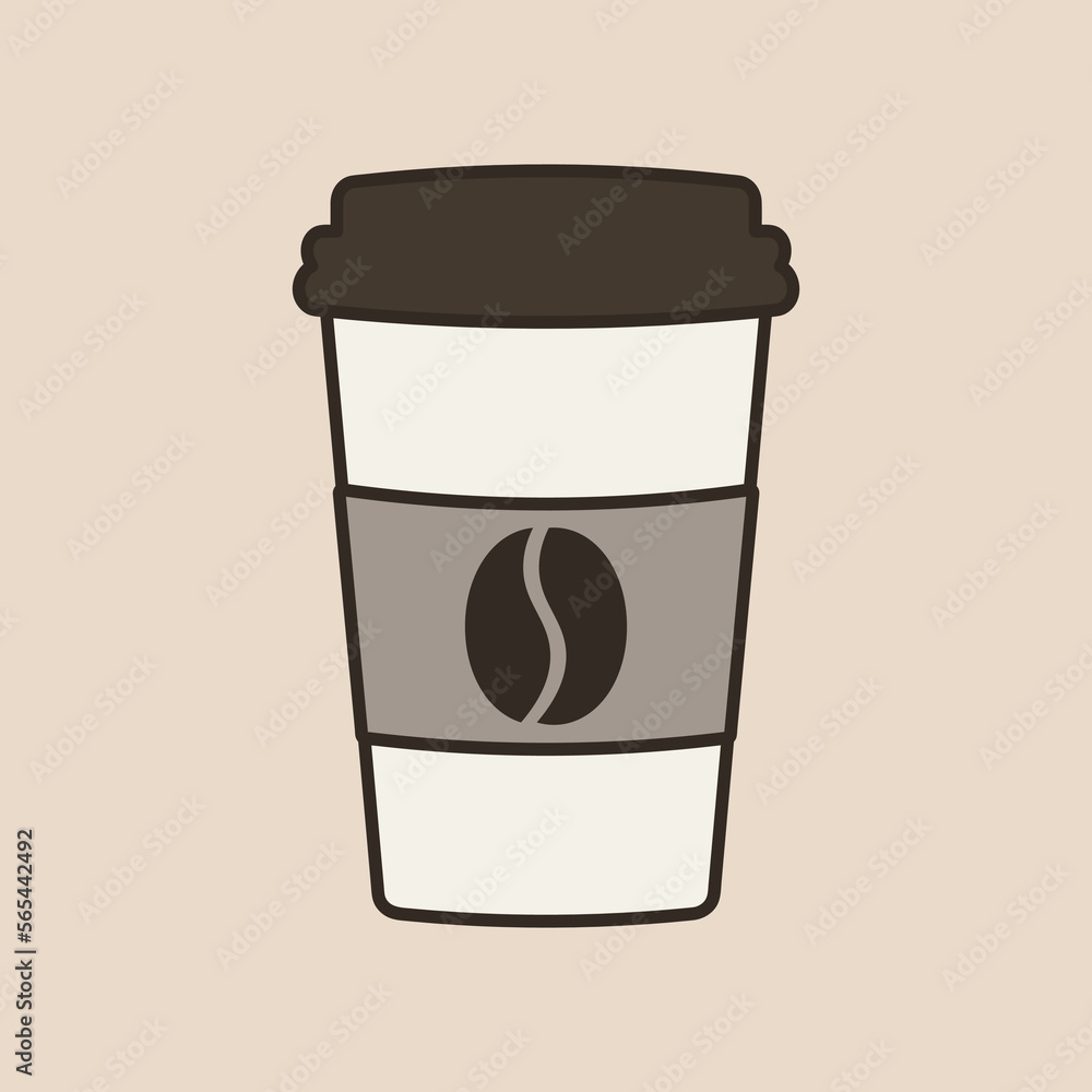 Delicious coffee paper cup icon with coffee beans. Drink vector illustration design Delicious coffee paper cup icon with coffee beans. Drink vector illustration design