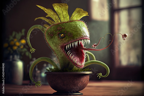 ai midjourney generated illustration of carnivorous plant monster