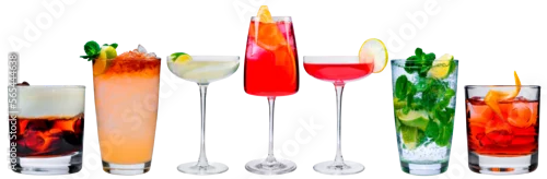 Panel kuchenny z motywem Cocktail menu, different set of classic cocktails isolated, a collection of alcoholic beverages for the menu on a white background