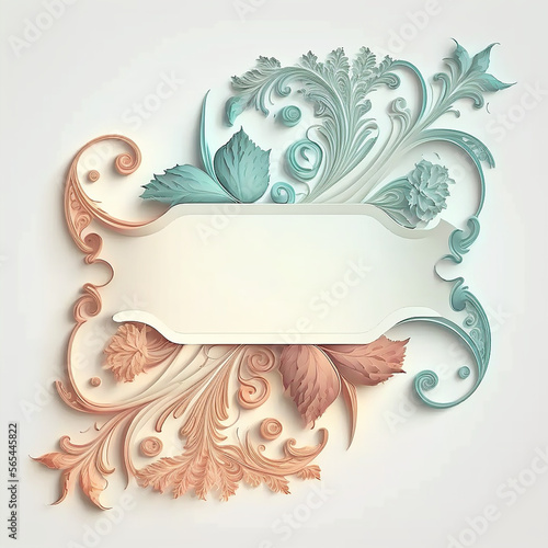 Pastel colored ornamental banner. Creatd using ai generative.  photo