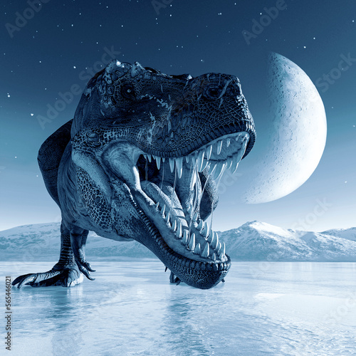 tyrannosaurus rex is resting on ice age