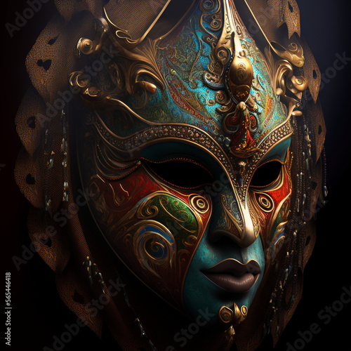Illustrative digital art for Carnival mask created with Generative AI technology.