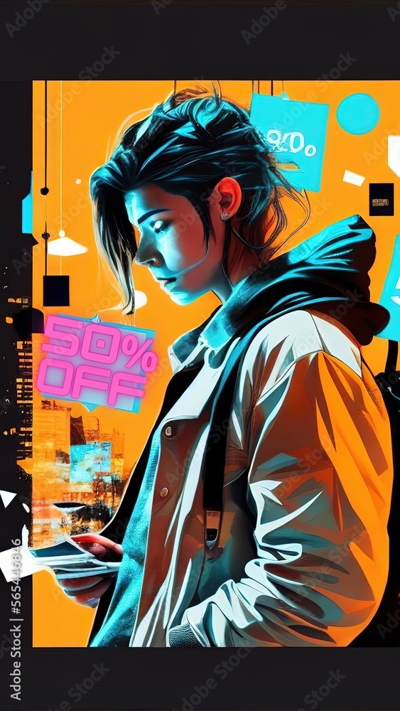 Obraz premium 50% off, 50%, off, promotion, sales, 9:16/2:3, generated by ai