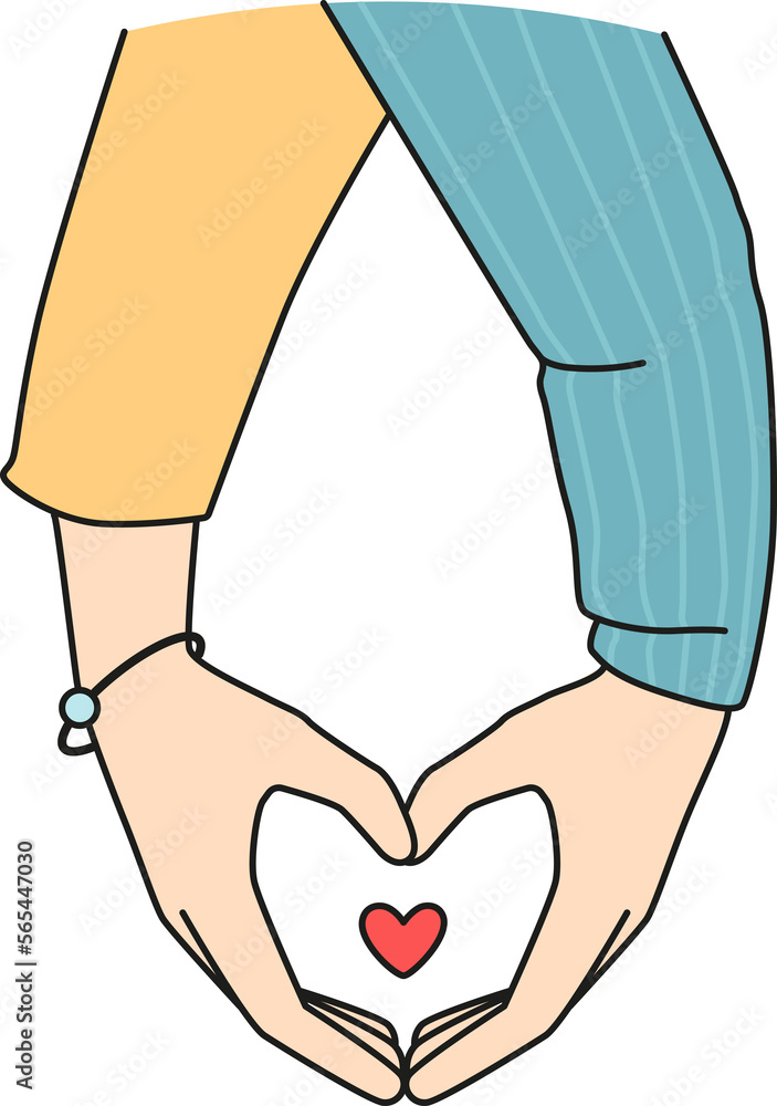 Couple holding hands showing heart symbol Couple holding hands showing heart symbol