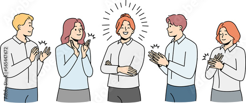 Happy employee applaud to successful leader