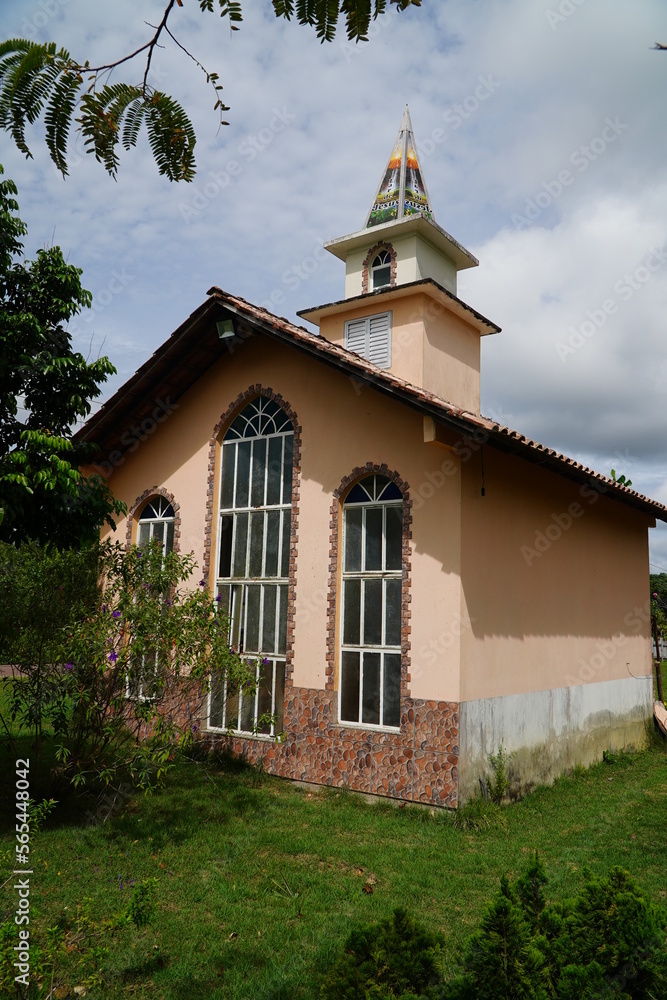 Small pretty church in the Amazon region on the national road AM 240 between the towns of Presidente Figueiredo and Balbina, Brazil Small pretty church in the Amazon region on the national road AM 240 between the towns of Presidente Figueiredo and Balbina, Brazil