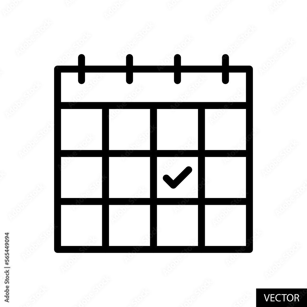 Calendar, schedule vector icon in line style design for website, app, UI, isolated on white background. Editable stroke. Vector illustration. Calendar, schedule vector icon in line style design for website, app, UI, isolated on white background. Editable stroke. Vector illustration.