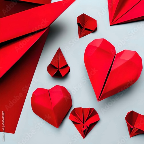 Valentine's day origami-style heart(s) photo