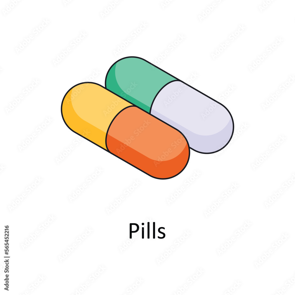 Pills Vector Isometric Filled Outline icon for your digital or print projects. Pills Vector Isometric Filled Outline icon for your digital or print projects.