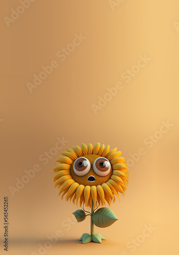 Cute Cartoon Sunflower Char...