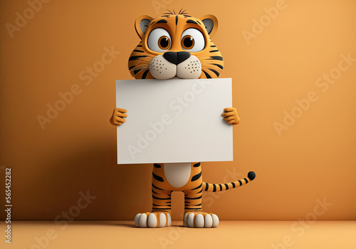 Cute Cartoon Tiger Holding ...