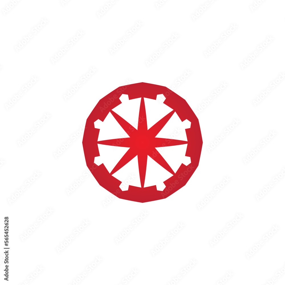 Decorative inspirational icon in red tones, catchy minimalist angular and round logo Decorative inspirational icon in red tones, catchy minimalist angular and round logo