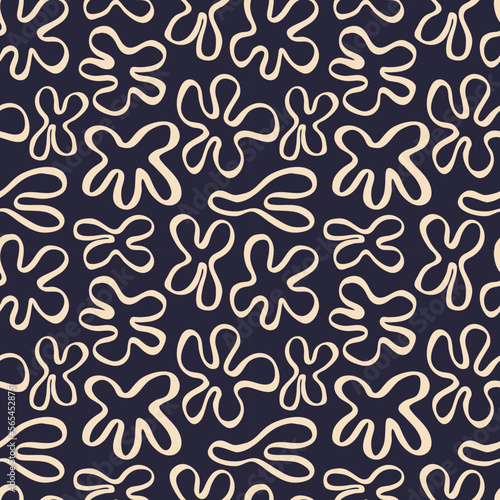 Simple vector texture with hand drawn ink shapes. Ink doodles seamless pattern. Organic shapes minimalistic background