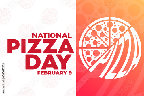 National Pizza Day. February 9. Vector illustration. Holiday poster.