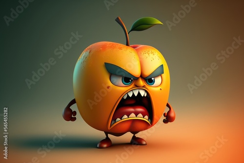 Fuming Fella An Angry Cartoon Mango Character Digital Illustration. Generative AI photo
