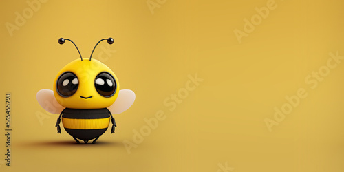 Cute Cartoon Bumble Bee Banner with Space for Copy  Generative AI 