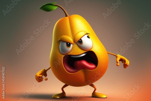 Rabid Rascal An Angry Cartoon Mango Character Digital Illustration Generative AI photo