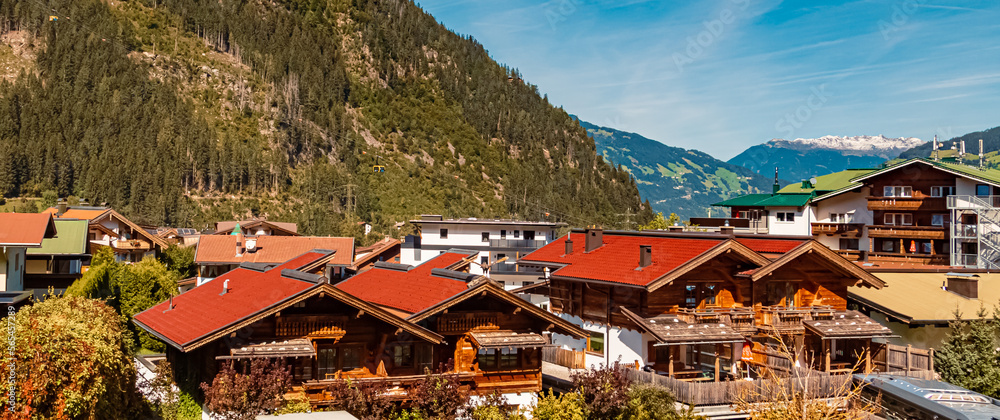 Beautiful alpine summer view at Mayrhofen, Zillertal valley, Tyrol, Austria