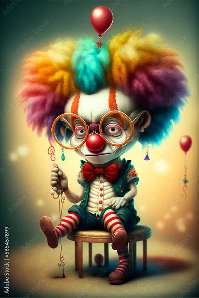 Senatet Dum Specialisere Cartoon Creepy Clown in Glasses Stock Illustration | Adobe Stock