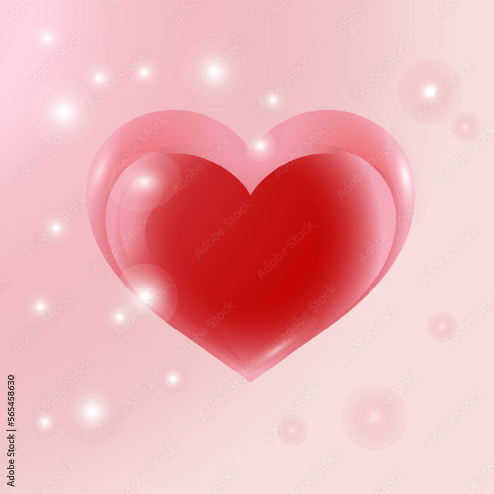 Large heart with gradient on pink background with gradient and light. Isolated element for design greeting card, banner, post, flyer. Valentine's day, mother's day, women's day, birthday, wedding. 