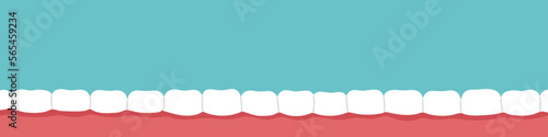 Veneer banner. Dental implant background. Teeth bridge.Cartoon vector