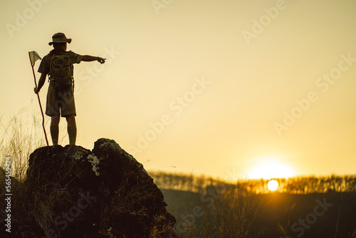 boy scout silhouette Mountain adventures and friendship success