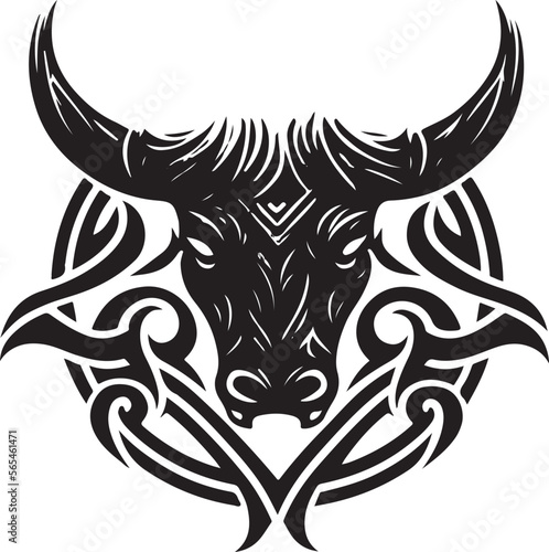 Vector illustration of bullhead with ornament