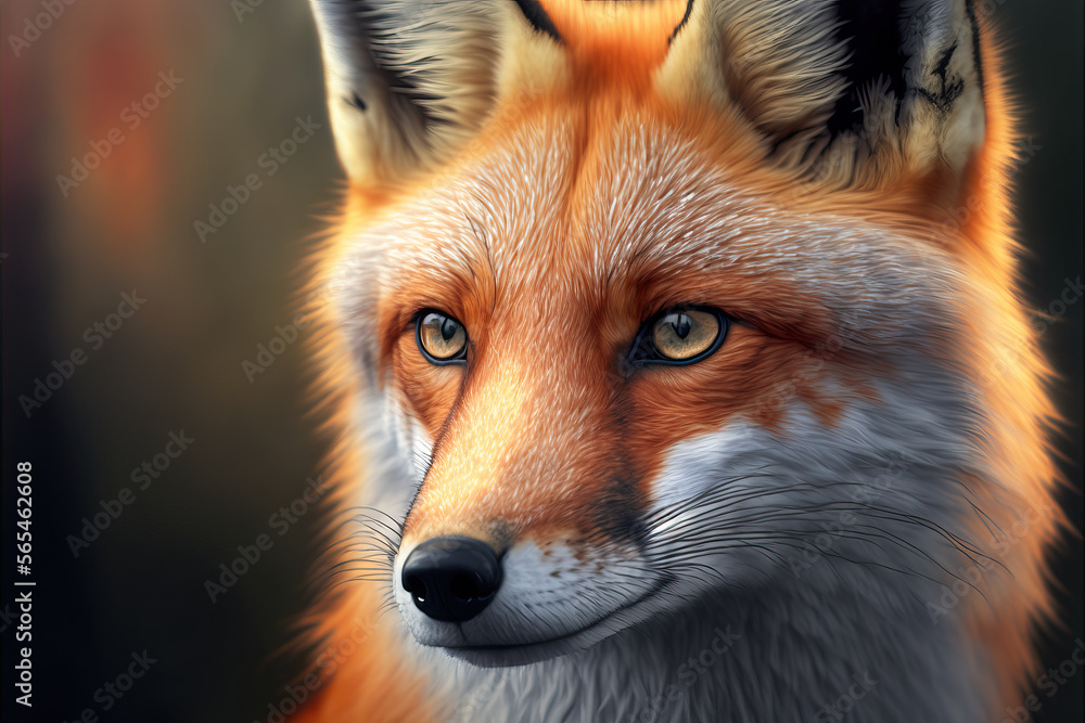 Red Fox - Vulpes vulpes, close-up portrait Red Fox - Vulpes vulpes, close-up portrait