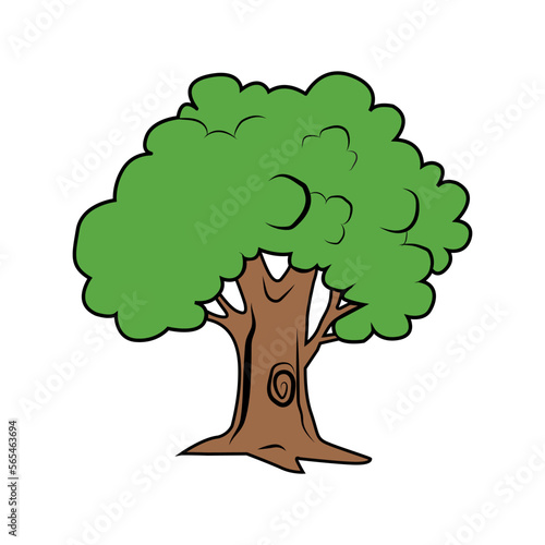 Green fertile big tree in a variety of forms on the White Background. Trees for decorating gardens and home designs. vector illustration and icon.