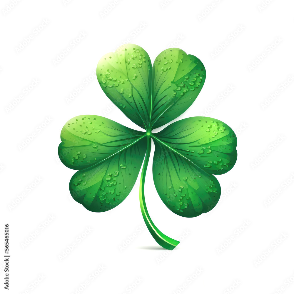 Four leaf clover on white background, closeup. Good luck symbol. Generative AI