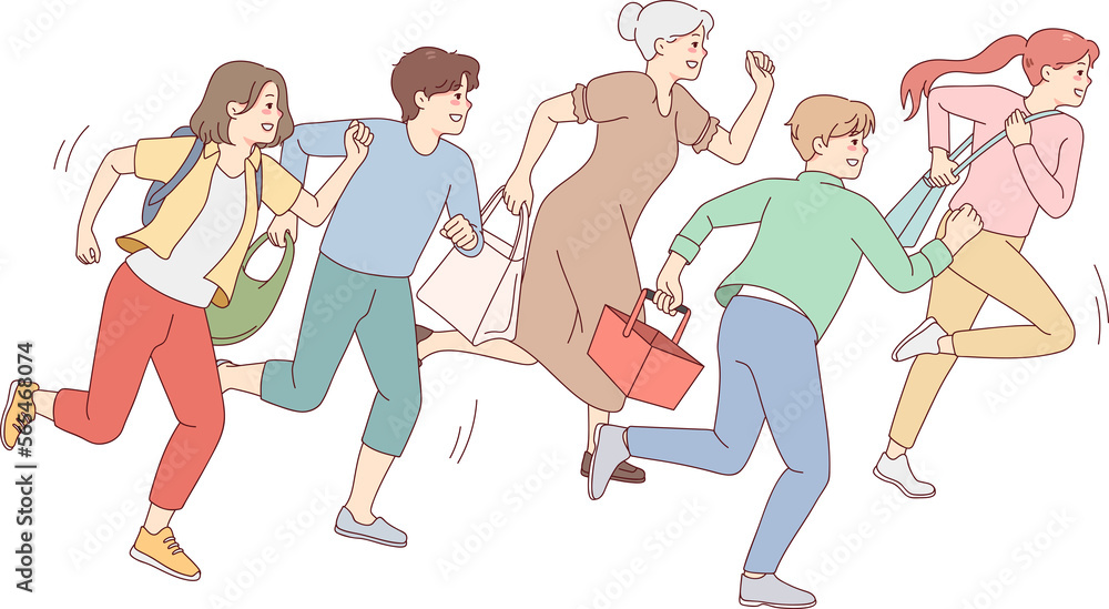 People run go shopping on sales People run go shopping on sales