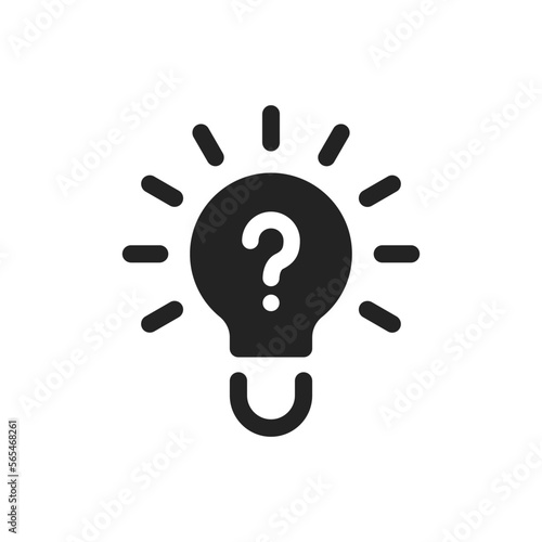 black lightbulb icon with question mark inside