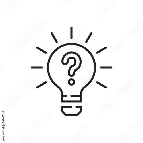 abstract thin line light bulb like quiz or insight icon