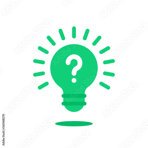 question mark on green light bulb like quiz icon