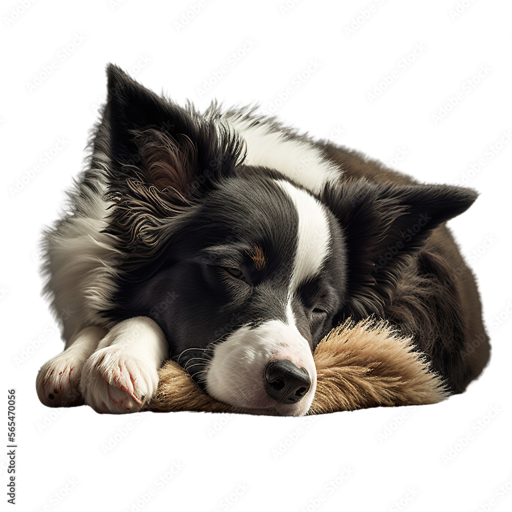 Sleeping Border Dog in a invisible background Generative AI