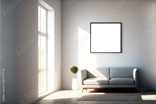 Frame   Canvas Mockup   Living room with artwork - wall art   Generative AI