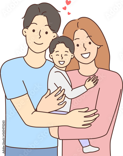 Happy family with baby in hands